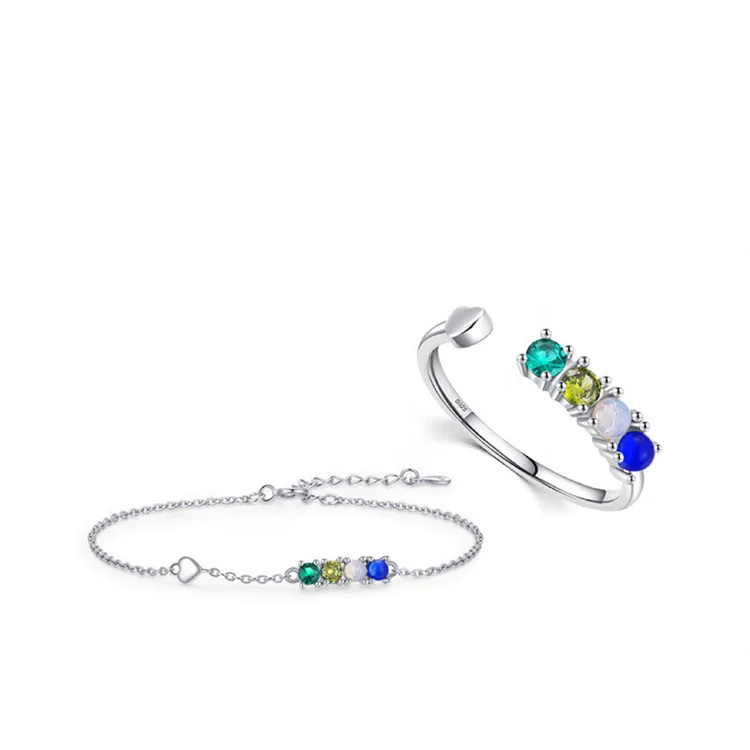OEM crystal gift high quality elegant 925 silver jewelry set trendy heavy ethnic non tarnish accessories women jewelry sets