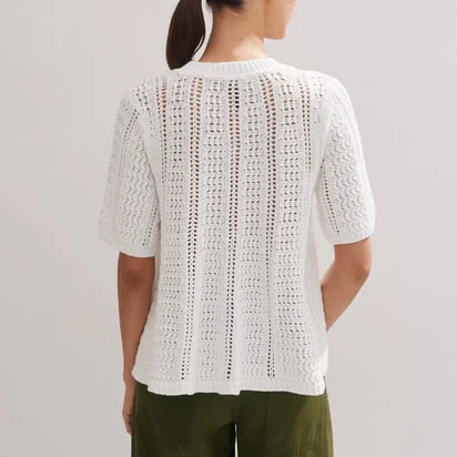 Womens High Quality half Sleeve Round Neck in 100% Cotton Jersey with Pointelle Fabric