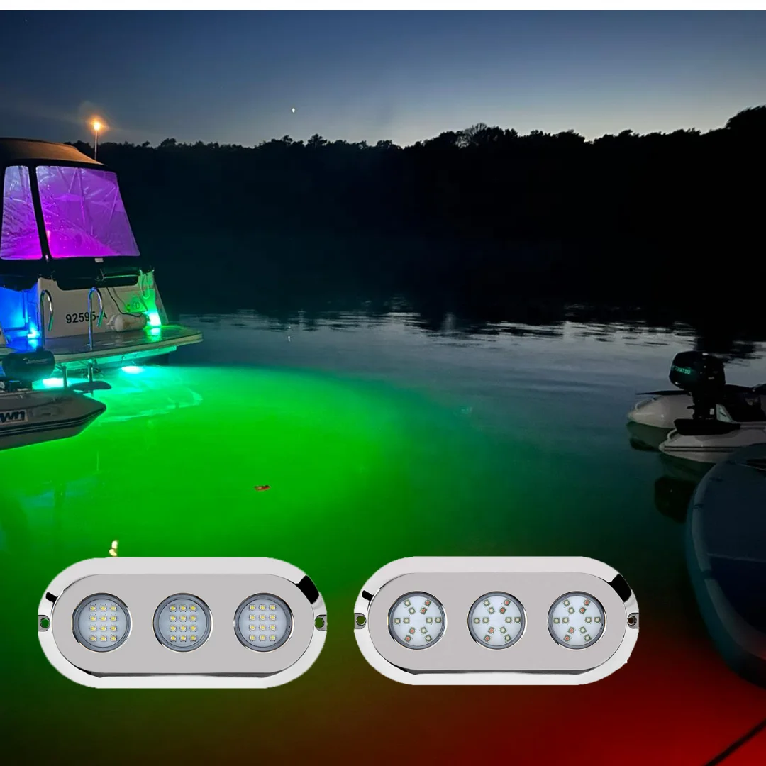 Outdoor Waterproof IP68 180W RGB 12V Underwater Led Lights for Boats