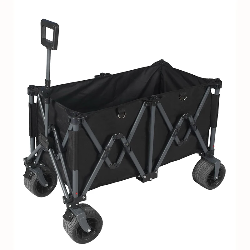 Wholesale Heavy Duty Outdoor Folding Portable Adjustable Handle Utility Grocery Beach Camping Trolley Wagon Cart with Big Wheels