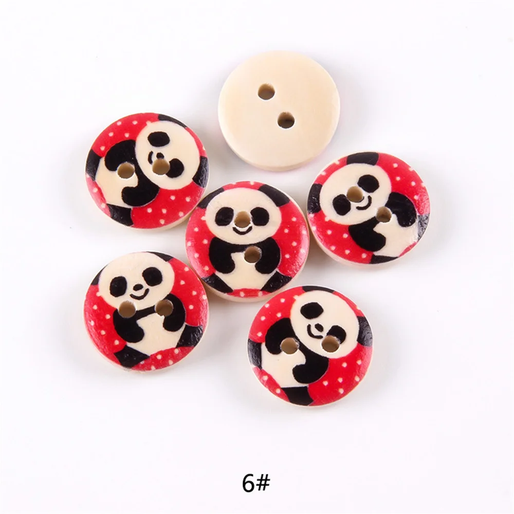 100pcs/bag Natural Color Painted Cartoon Animal Wooden Buttons for Clothing Sewing Accessories Garment Processing Accessories