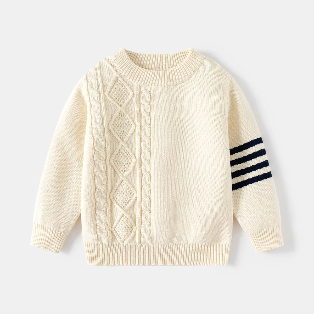 Winter round neck boys stripe cable knitting machine for sweater babies