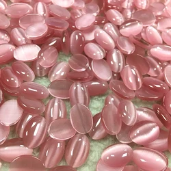 Овальные дешевые стеклянные красочные бусины кошачий глаз оптом плоский черный камень Кабошон