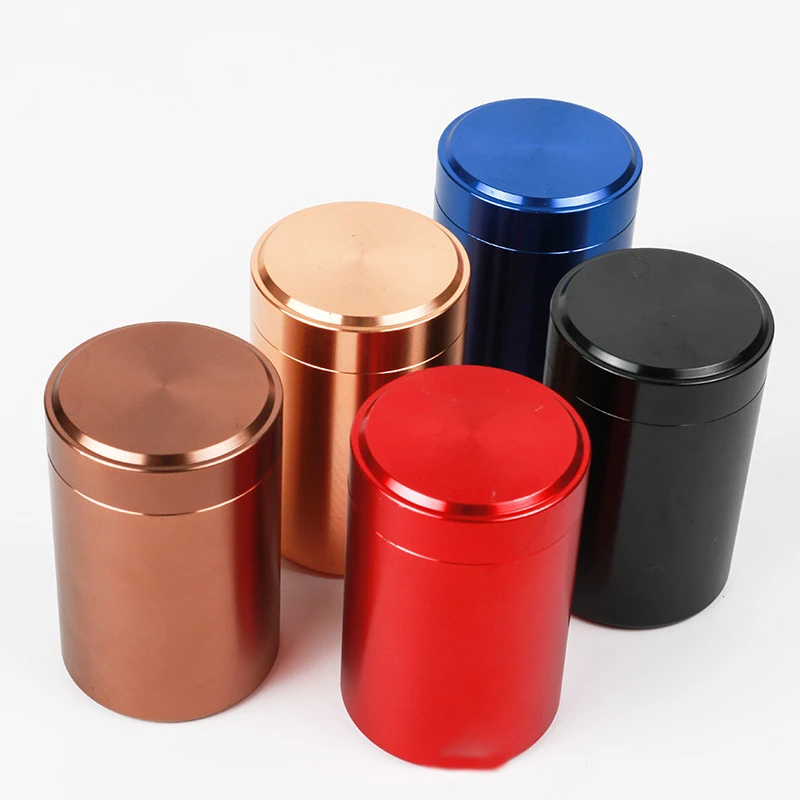 High quality 5g to 500g Capacity packaging Round Sealed Metal Box coffee Portable Travel Tea Storage Tins Container