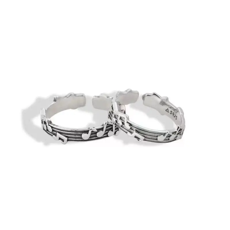 Factory Direct Jewelry S925 sterling silver Staff notes Waterproof Open Rings for Women