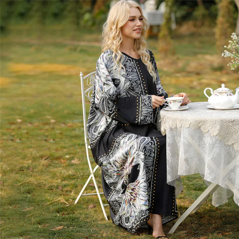 Spring/Summer 2021 New Muslim Abaya Islamic Women Clothing Loose Plus Size Printing Dubai Abaya Dress Robe Traditionnelle Arabe