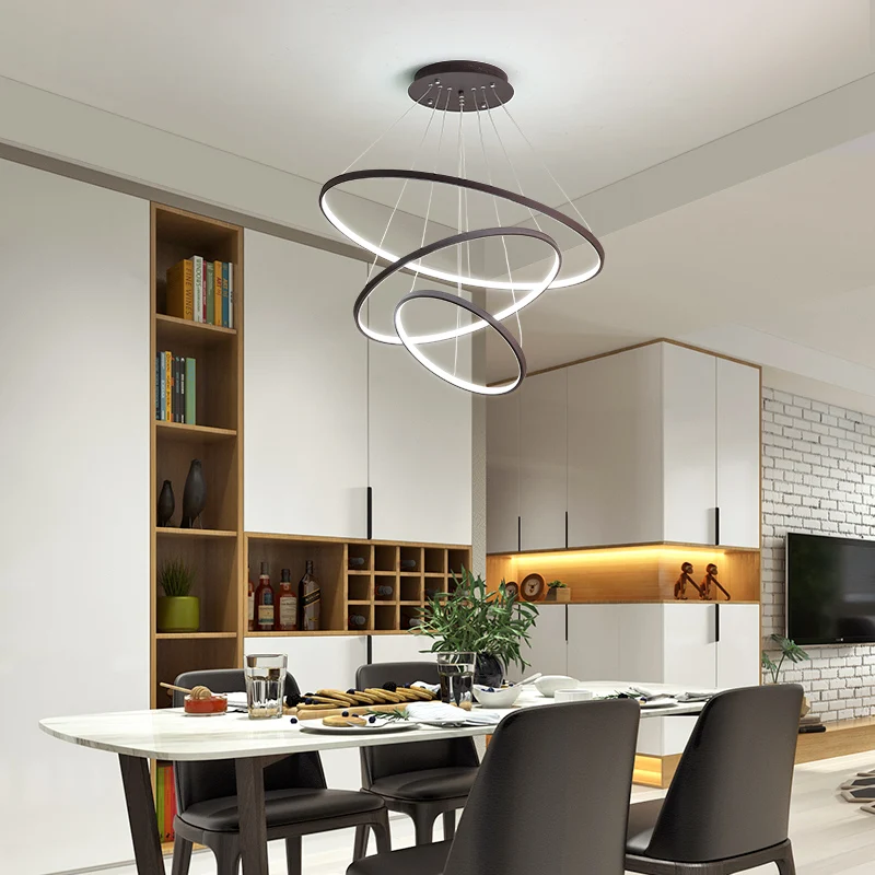 12W+24W+36W modern lighting for home 20+40+60cm 3 rings suspension home light led