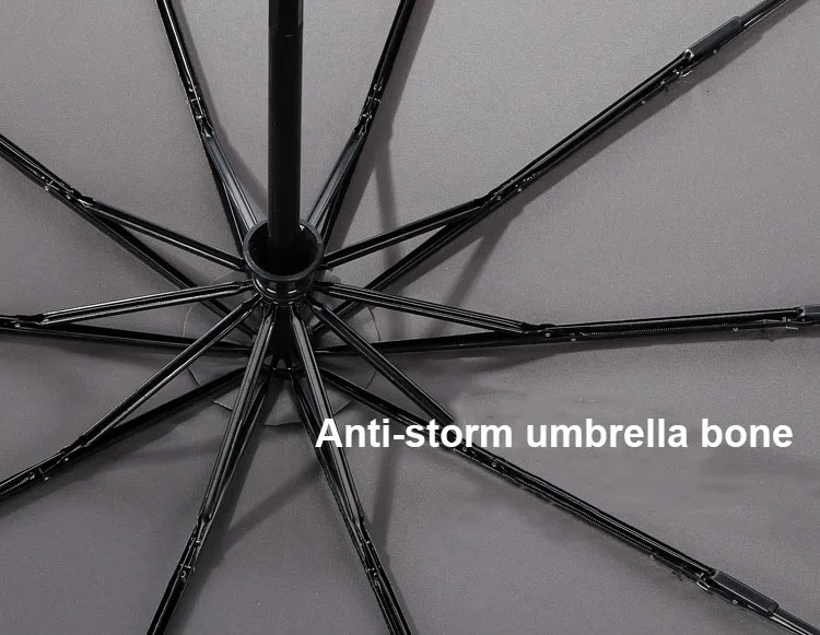 Strong Windproof Good Quality Sunscreen Support Custom Logo Printing Automatic Open 3 Fold Wooden Handle Umbrella