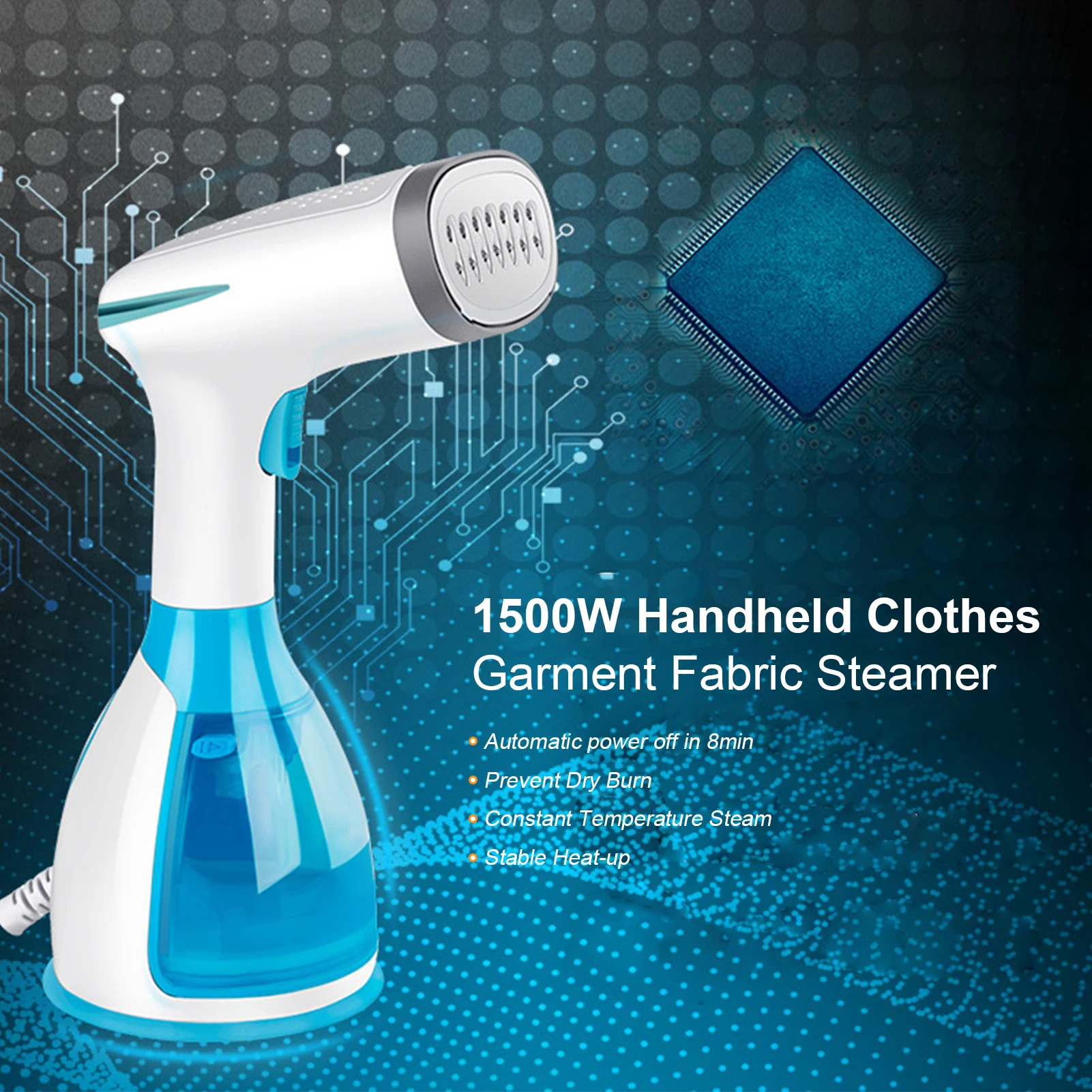 1500W Portable Ironing Wrinkle Remover 15s Fast Heat-up Handheld Clothes Garment Fabric Steamer 280mL Steamer Hand Steam Iron