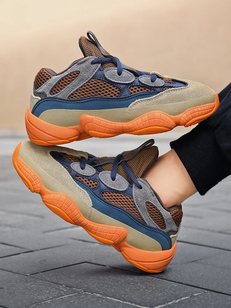 2023  mesh walking shoes plus size orange dad shoes retro casual sneakers