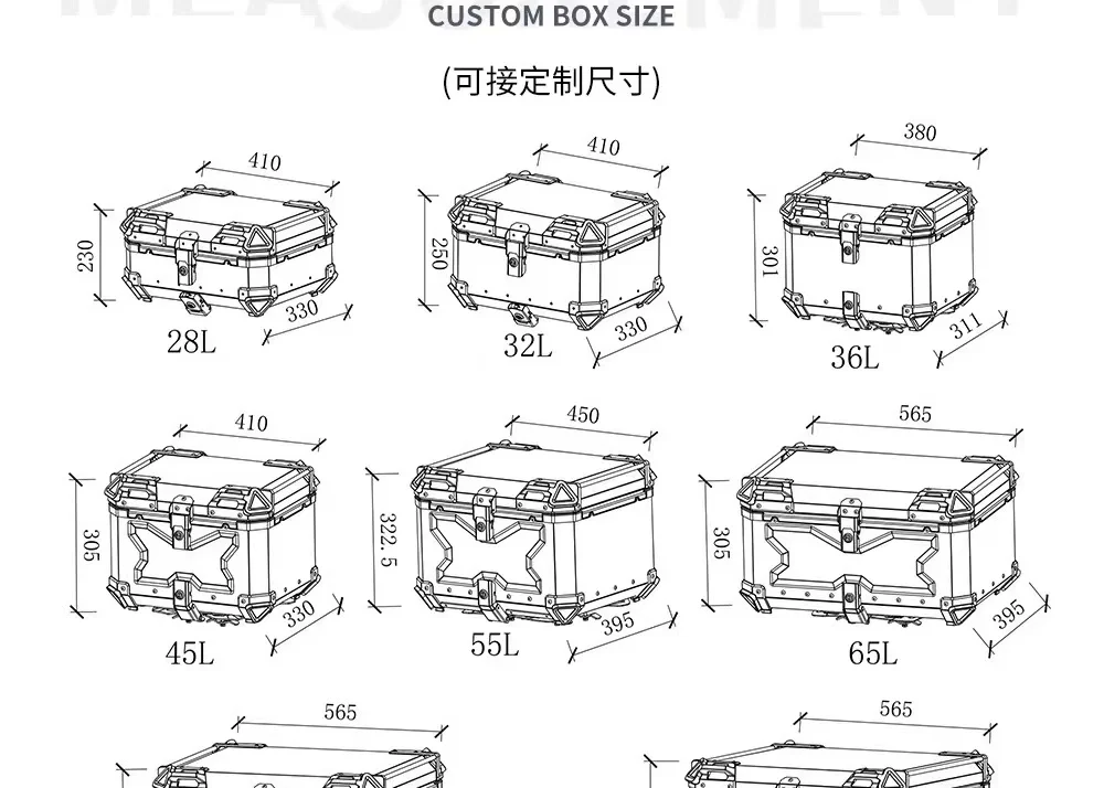 Universal motorcycle 38L aluminum alloy side box, anti drop and collision trunk, essential for travel