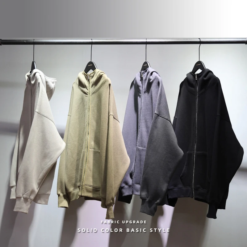 350 Gsm Custom DTG Sreen Print Fleece Ninja Zipper Hoodie Unisex Men Ribbed Sleeve Plain Warm Hoodie With Zip