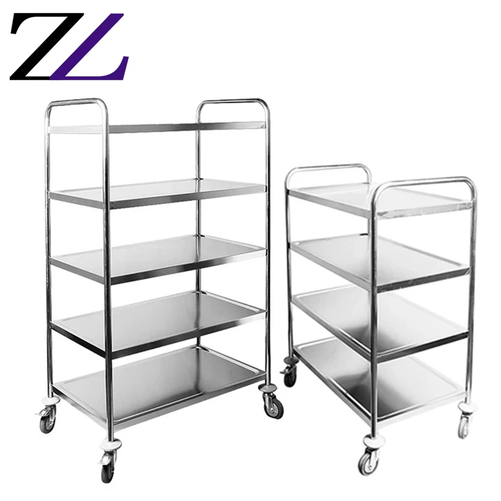 Удобство колеса 4 слойные Бесплатная доставка 5 ярусов сервис hospitalfoodtrolleys нержавеющая сталь Кухонная Тележка для еды отель сервировочный столик на колесиках класса
