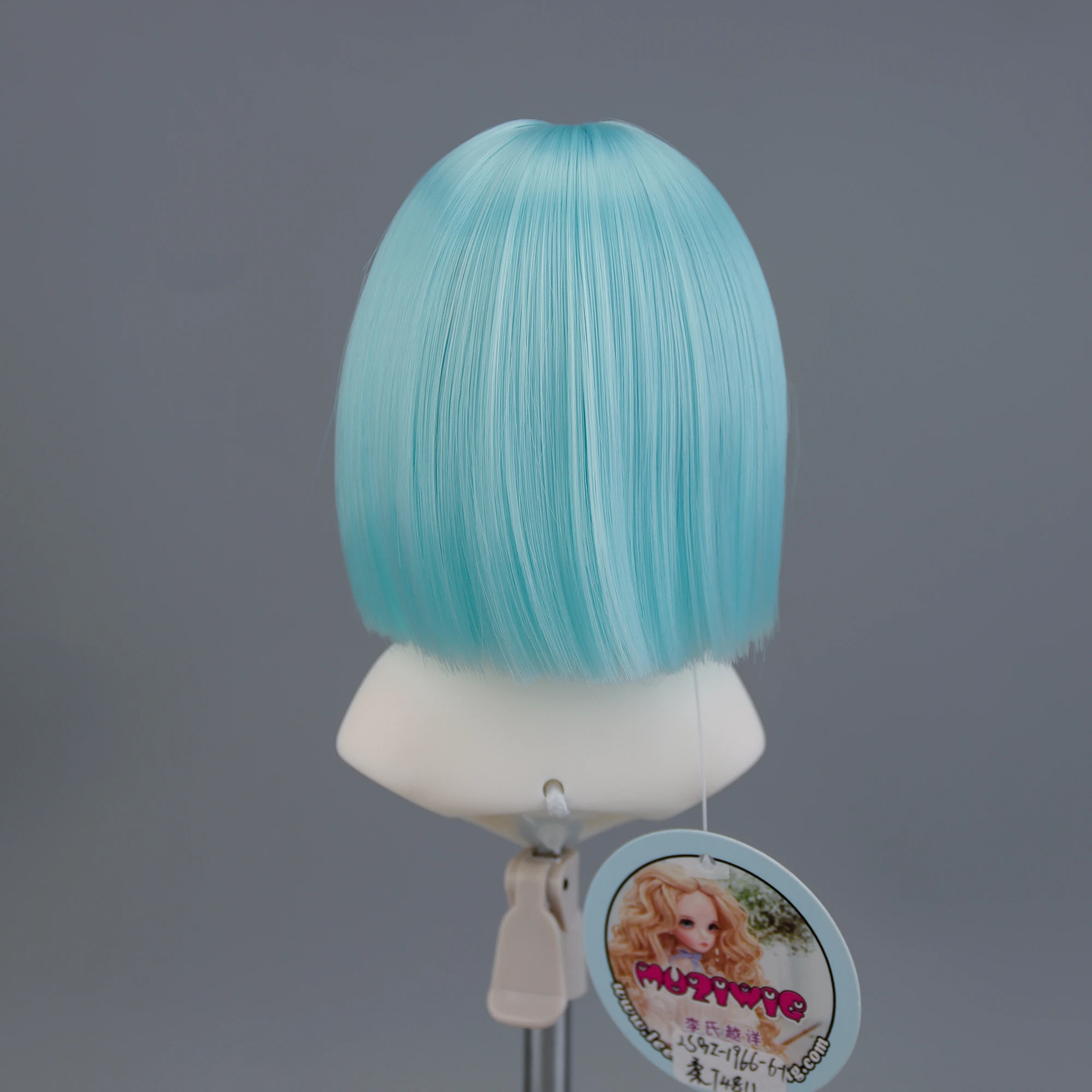 1/6 BJD Doll Wigs Blue Bob Style With Bangs For 16-16.5 cm 6-7 Inch Head Doll Hair For SD BJD MSD Doll Tress Accessories