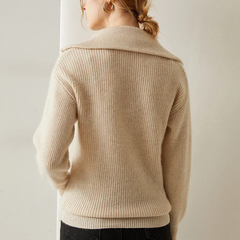 2023 New Design Designer Cashmere 100 % Women Solid Color Oversized Pullover Knitted Clothing Sweater