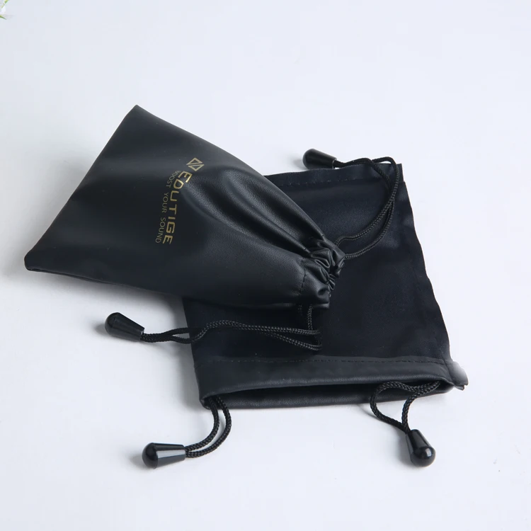 Custom cheap waterproof PU leather material small phone power bank bag mini drawstring pu pouch bag waterproof bag