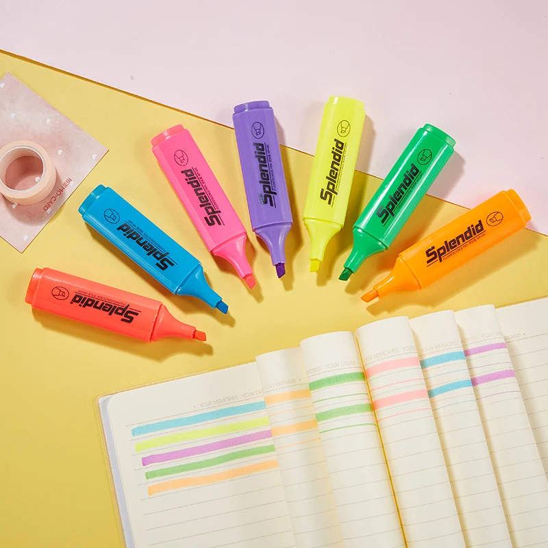 High Quality Pvc Mini Highlighters Gel Solid Highlighter Marker Painting Underlining Writing Bright Color Highlighter Pens