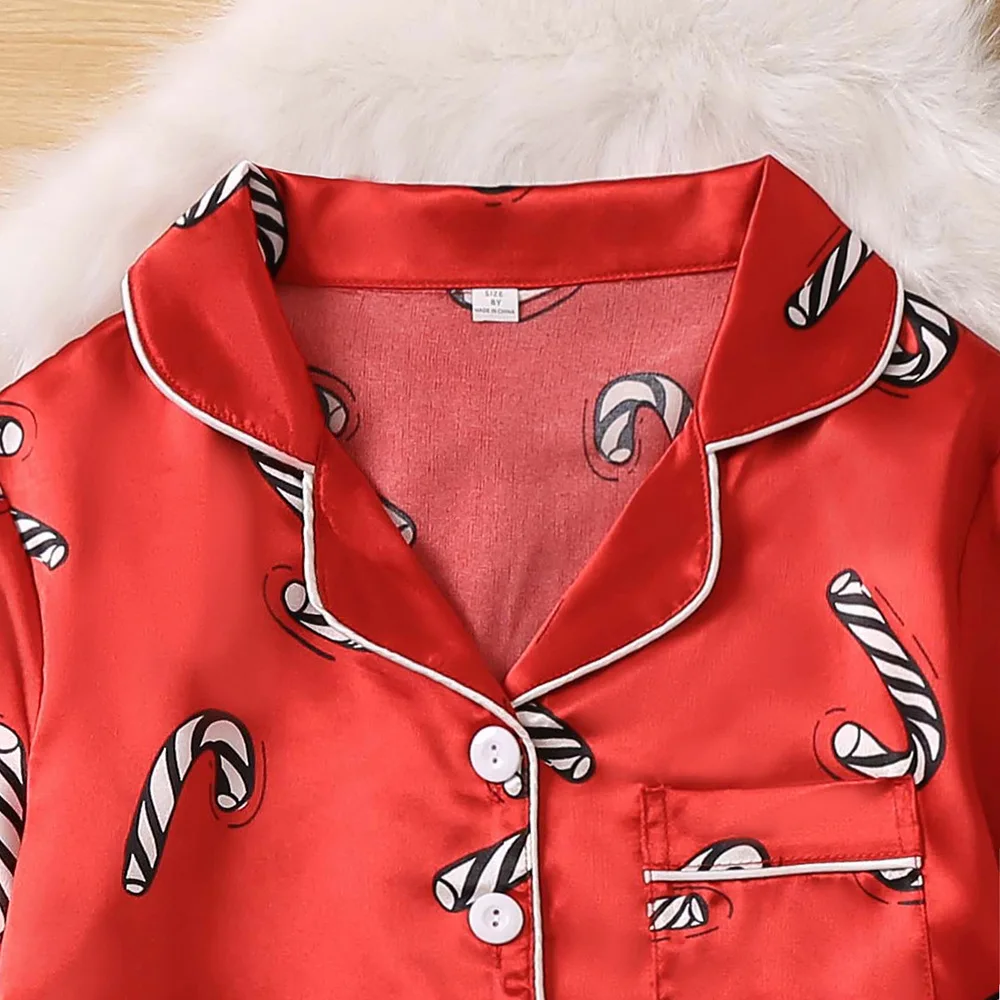 Custom Christmas Matching Parent-child Home Clothes Plaid Stitching Printing Kids Family Satin Silk Christmas Pajamas Suit