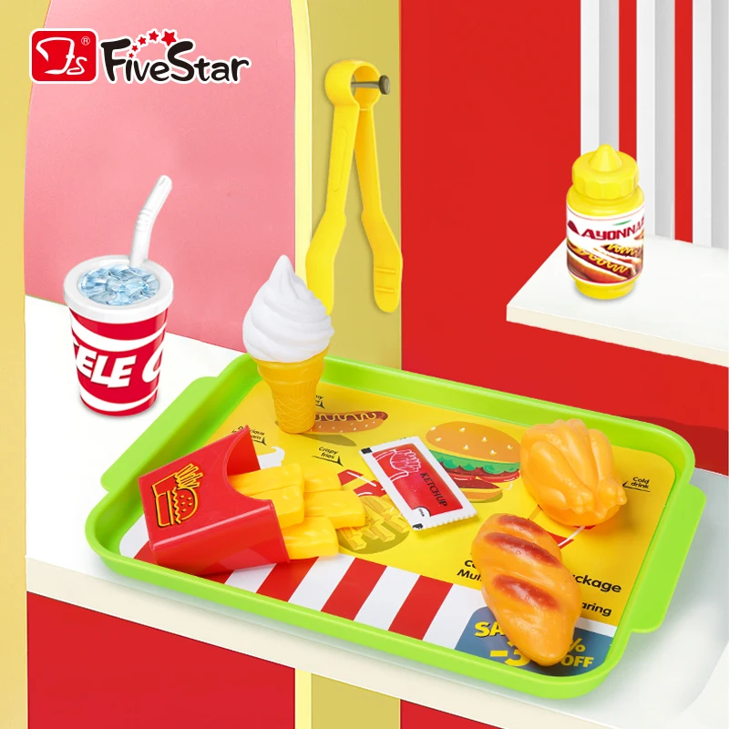 FiveStar Kids Plastic Hamburger Kitchen Toys Food Play Set, Pretend Fast Food Set Toy For Kid