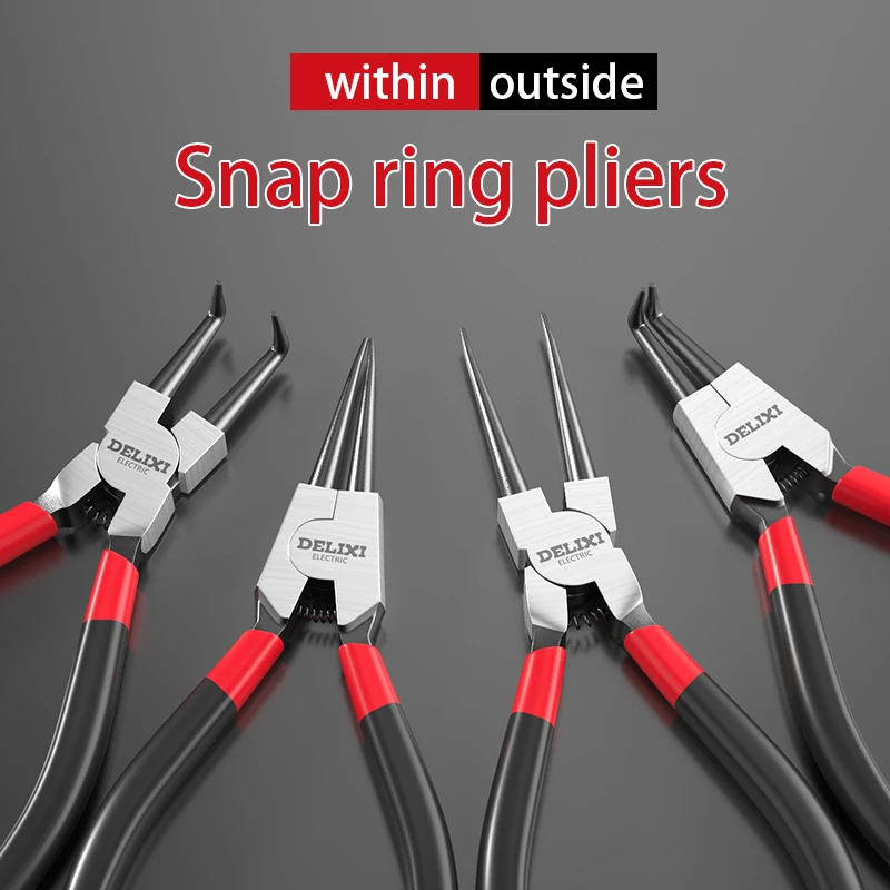 Straight-headed internal and external elbow hand tools 5-inch 7-inch carbon steel circlip pliers