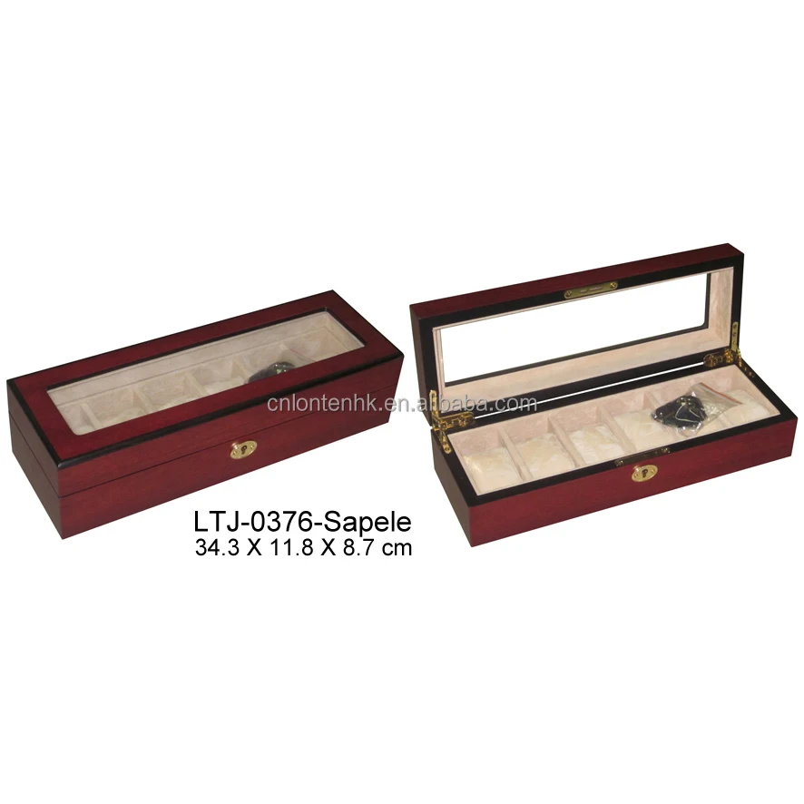 Travel Wood Watch Case Roll Brown Wristwatch gift packaging 5 Slot storage wooden Watch Box