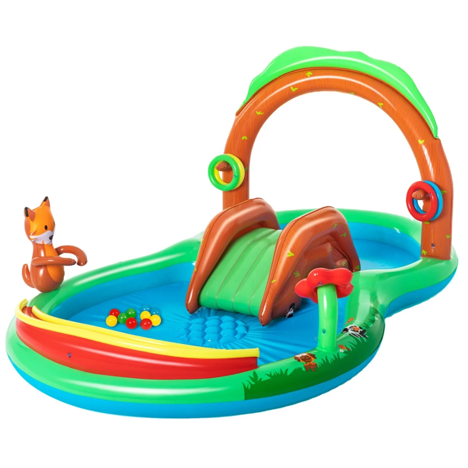 Bestway 53093 Forest Slide Amusement Swimming Pool Cartoon Play Water Park Inflatable Kids Paddling Pool