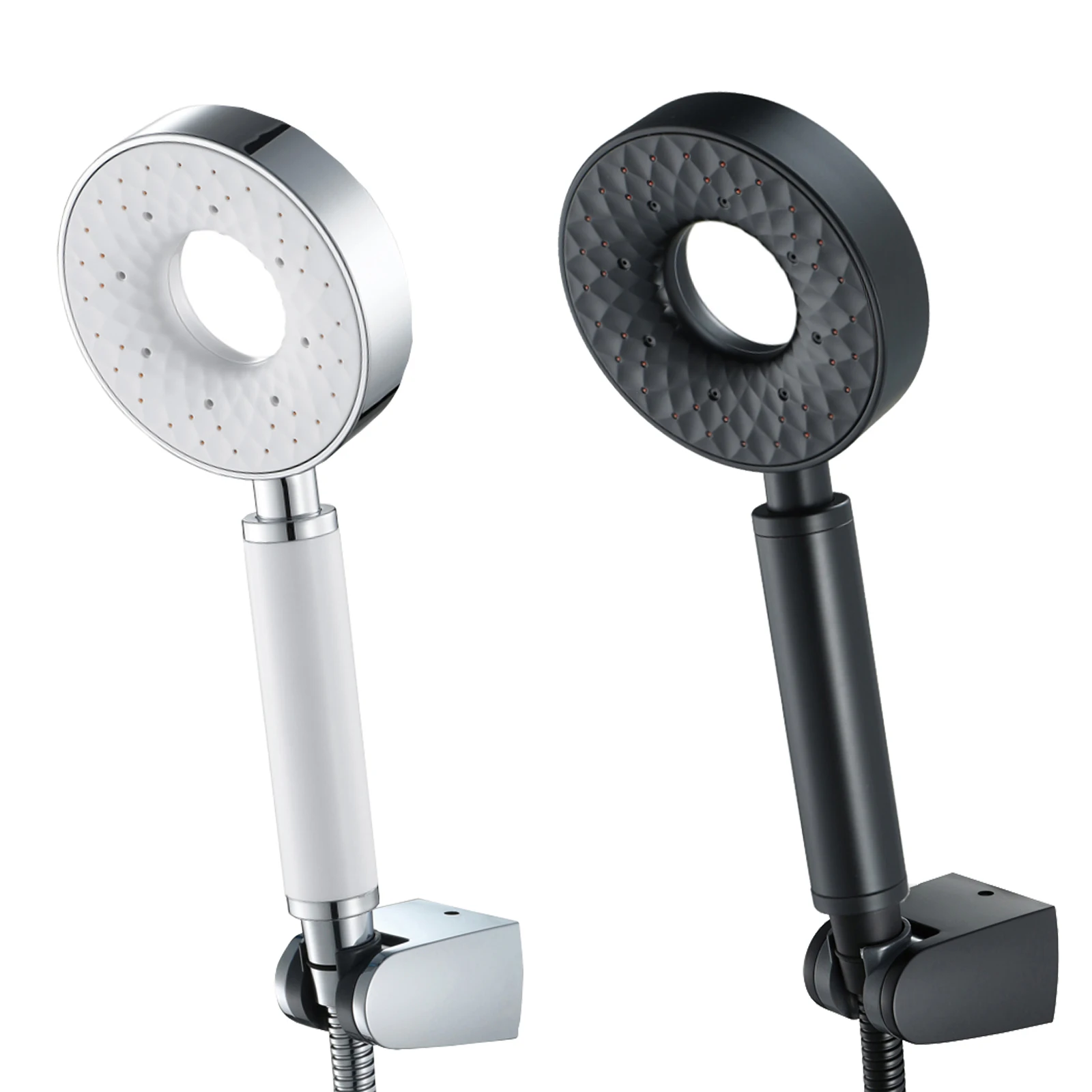 HIDEEP Bathroom Shower Accessories Black Round ABS Three Function Rain Hand Shower