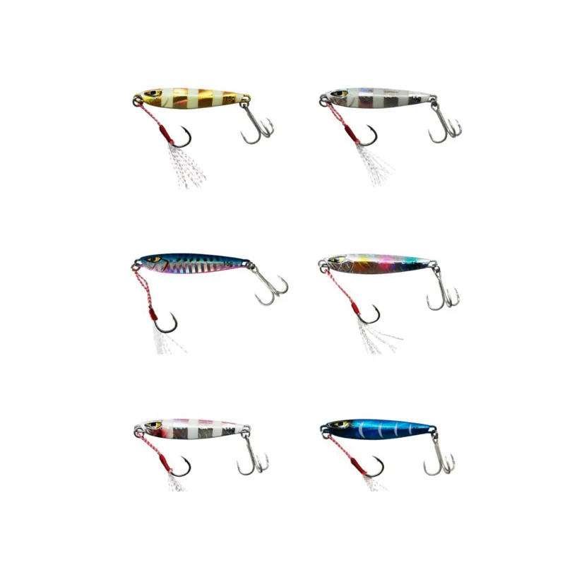 LUTAC Super Long Casting 3D Eyes Slow Sinking Lead fish Lifelike Laser Skin Metal treble hook Jig Lure 68mm 30g Midwater  bait