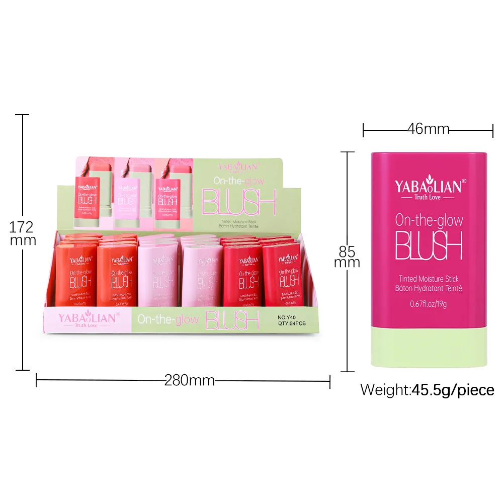 3-in-1 Silky Brighten Cheek Blusher Lip Tint Moisturized Blush Stick Matte Contour Makeup Cosmetics One Silky Brighten Blusher