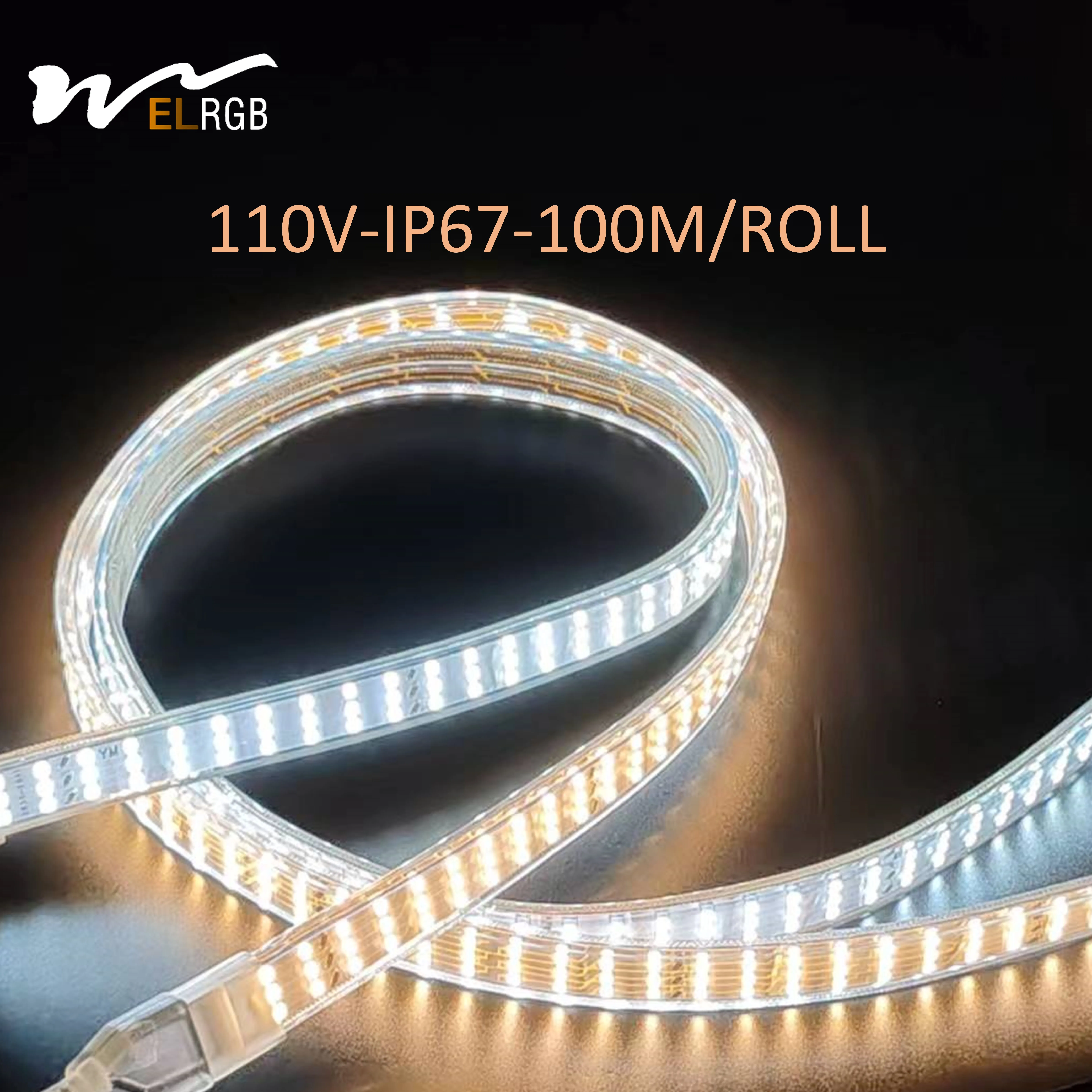 Super Bright 3-Row LED Strip Lights 2835 264 LEDs/m Flexible led strip 110V-130V Waterproof IP66 for Home Garden Outdoor Use