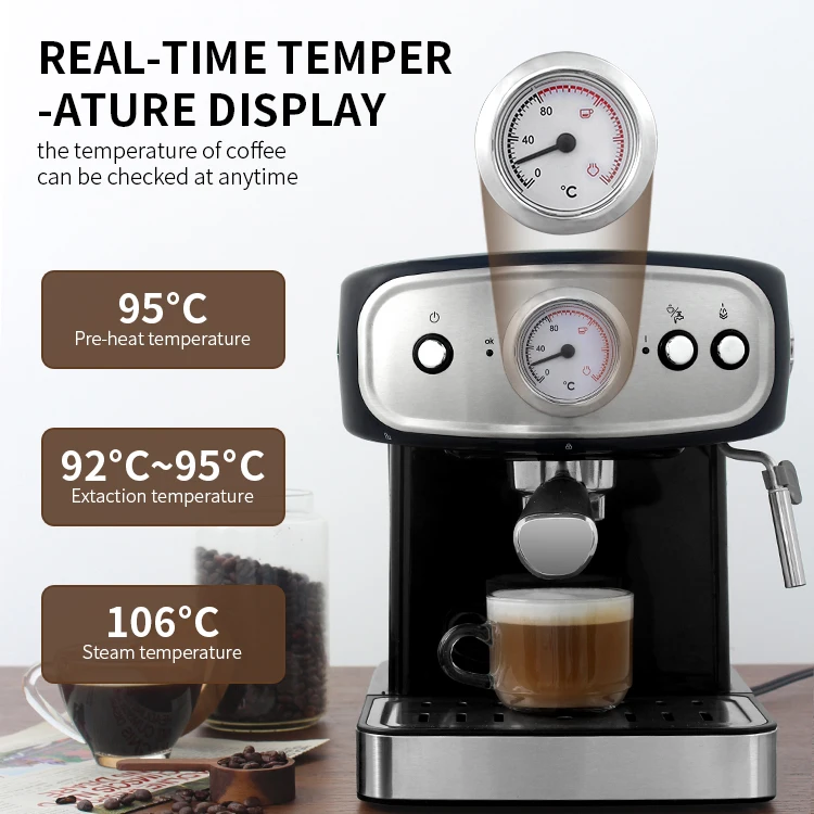 Automatic Pressure Gauge Electric High-quality 15 Bar Cappuccino Espresso Maker Machine The Other Coffee Maker