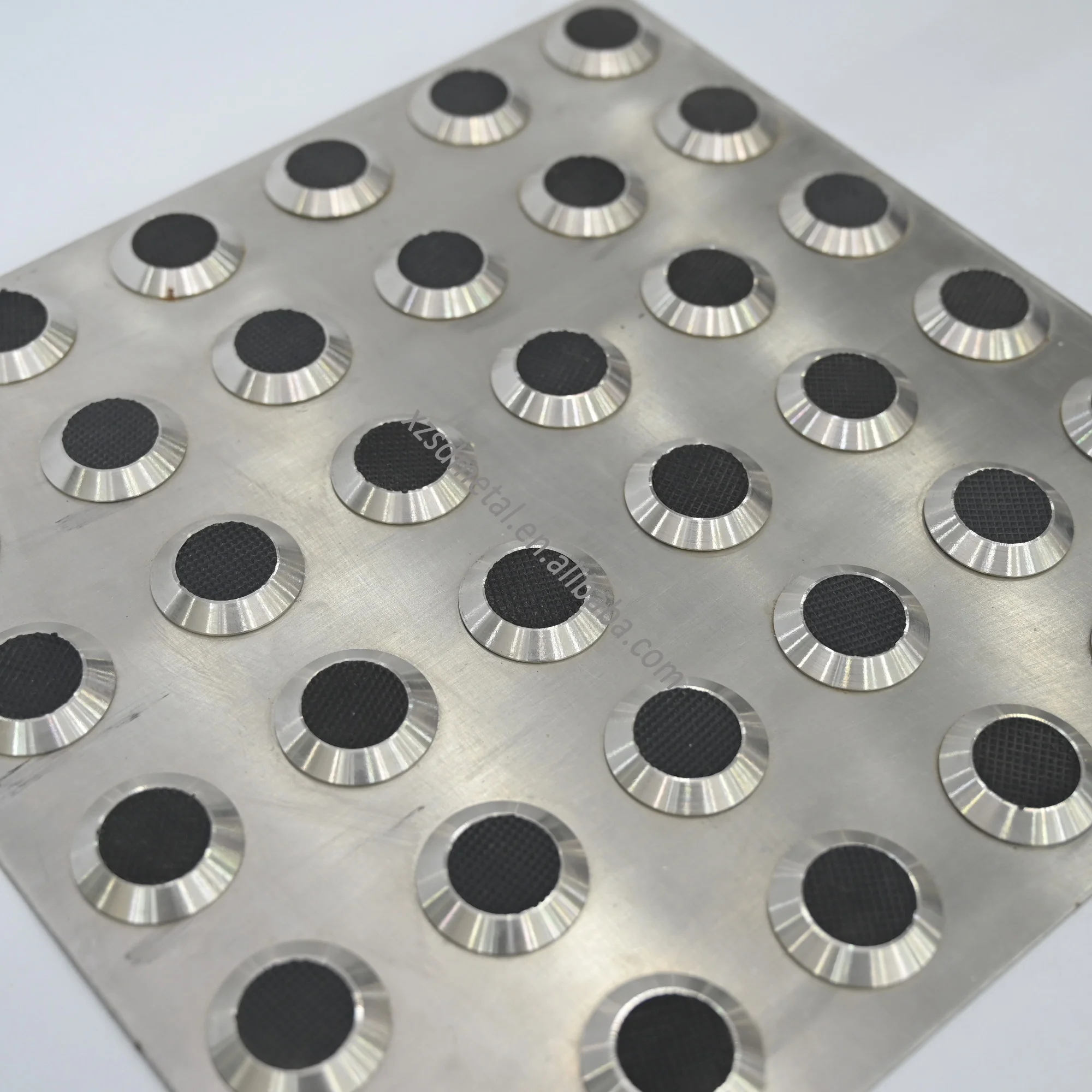 Stainless Steel TGSI Anti-slip Warning 600 x 300 Tactile Plate with Anti-slip grit top Composite Integrated Warning TGSI plate