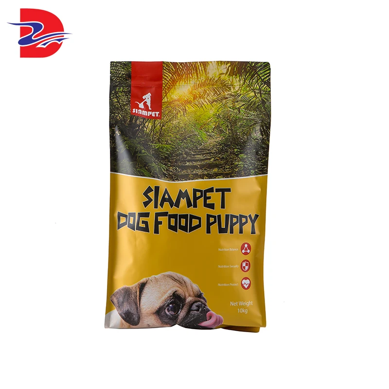 Самый популярный 10 кг уплотнительный слайдер на молнии с плоским дном мешок для корма для домашних животных пластиковый мешок для упаковки еды для кошек и собак