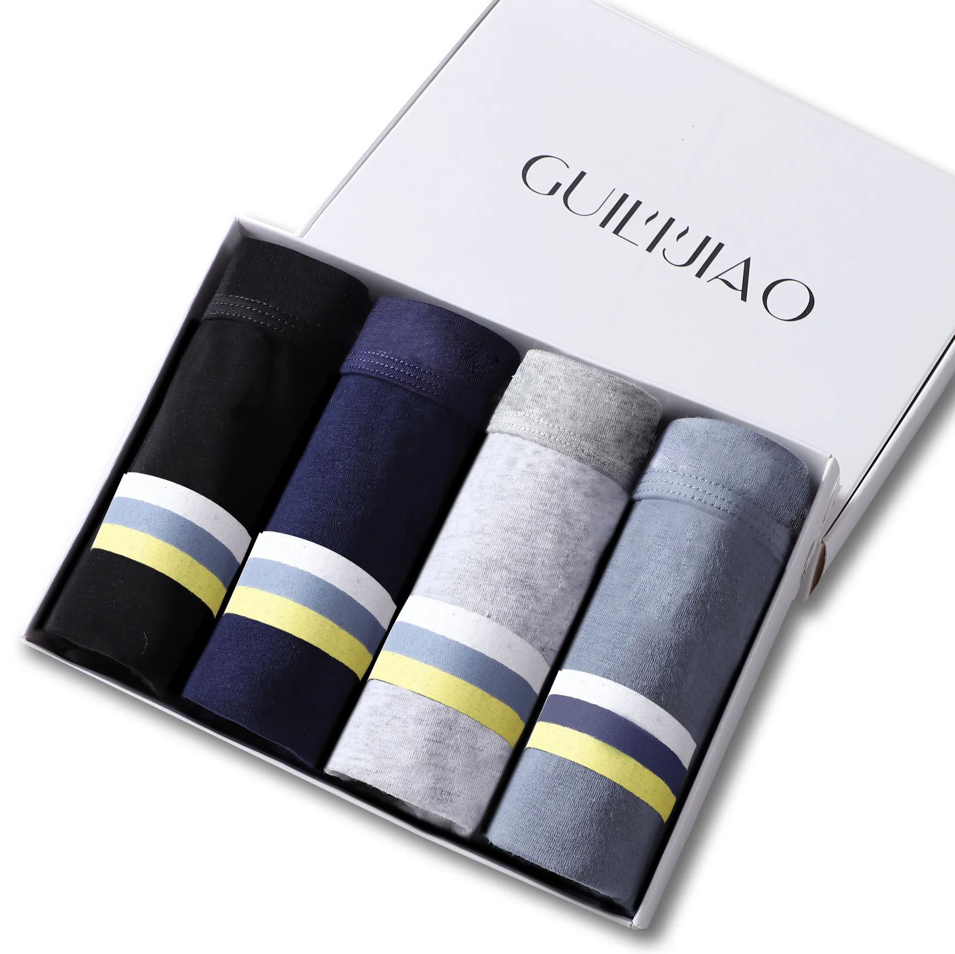 Сделано в Китае 4 в штучной упаковке мужские хлопчатобумажные боксеры, трусы, нижнее белье, u-гульфиком, дизайнерские дышащие фирменные мужские