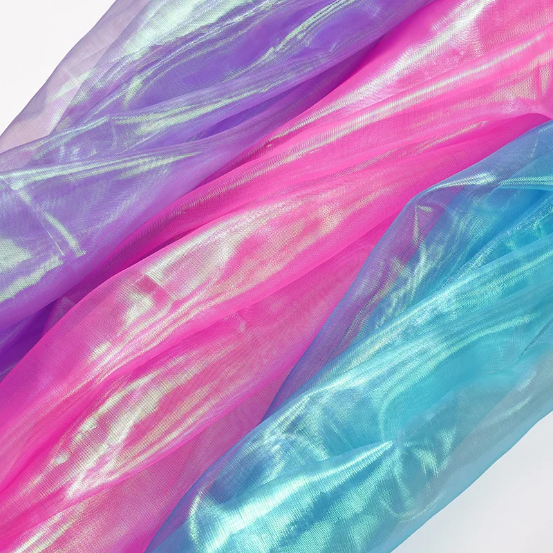 Gradient Organza Fabric 100 Polyester Iridescent Color Chiffon for Fashion Dress Cloth