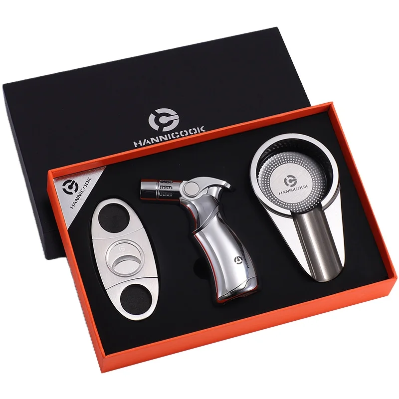 Cigar Accessories Gift Set Lighter Cigar Cutter Sharp Smoking Ceramic Cigar Ashtray Home