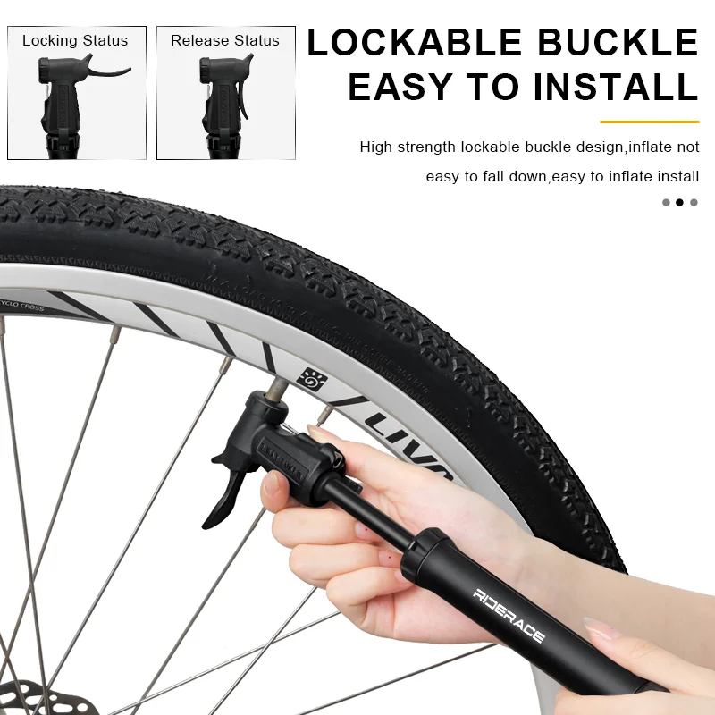 RIDERACE Bicycle Pump Schrader Presta Valve MTB Road Bike Hand Air Pump Outdoor Riding Tire Inflator For Ball Cycling Equipment