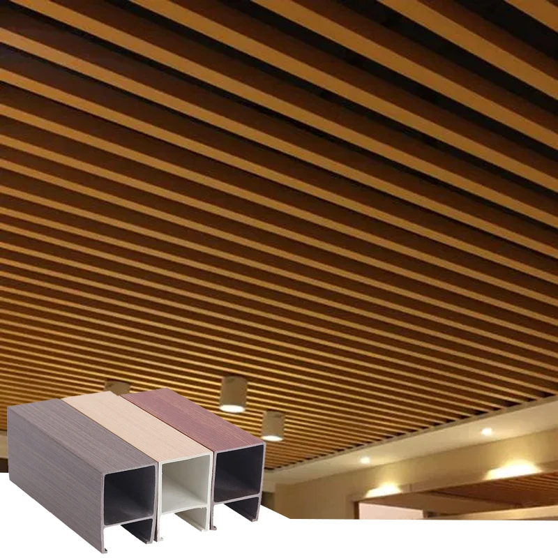 Waterproof WPC Ceiling pvc ceiling panels decoration Wood Square Designs Interior Decoration Ceiling