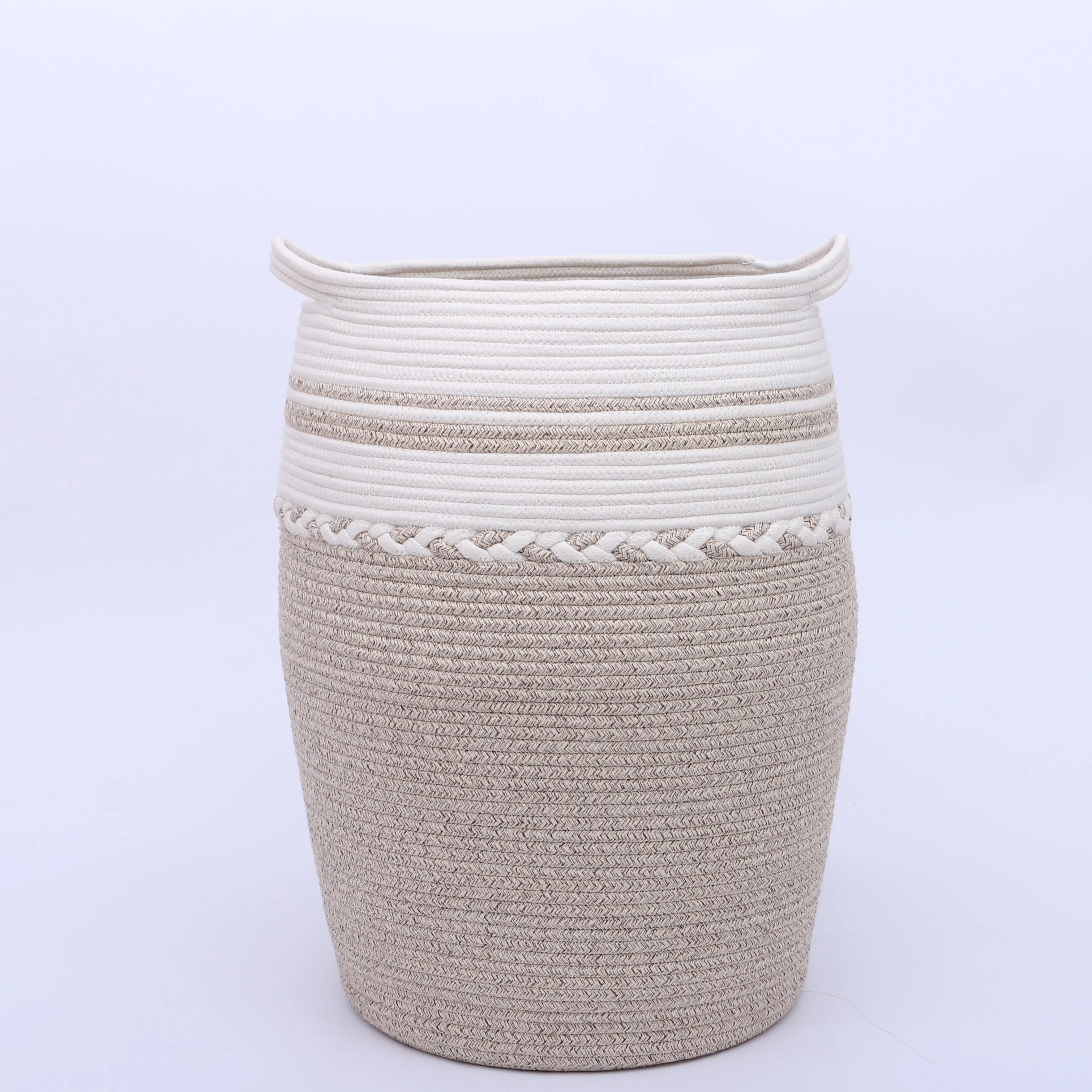 Can directly ship 100 high-quality gray miscellaneous large belly  cotton rope woven basket