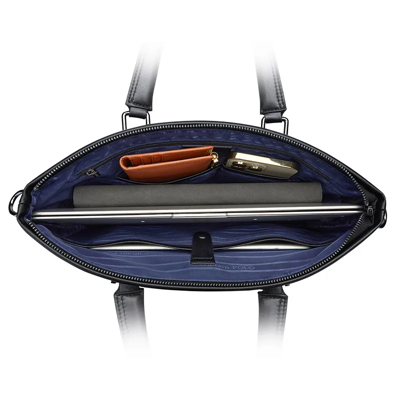 Williama POLO Men Laptop Bag Genuine Leather Computer Office Shoulder Bag Men Bag Handbag Cowhide leather Briefcase Fashion