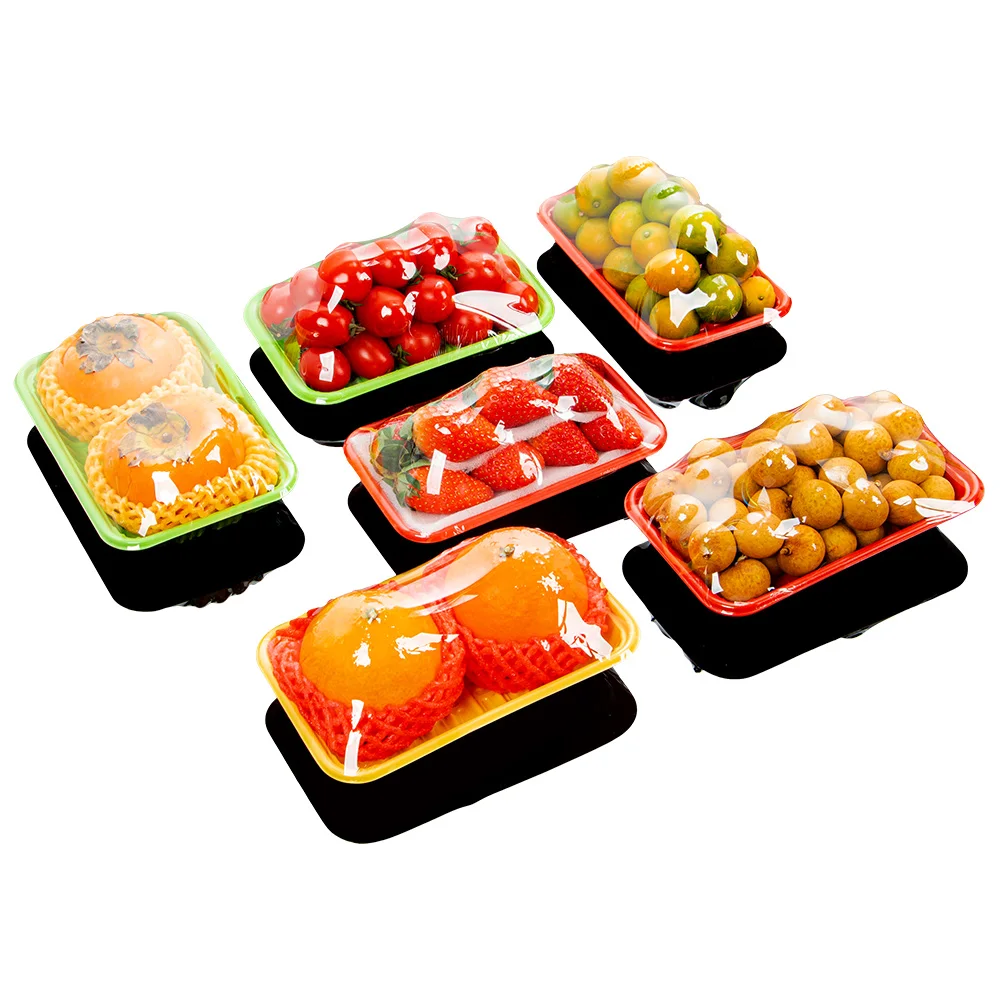Factory Direct Sale food grade colorful fruit packing tray in the supermarket display with PP plastic durable and stackable-easy
