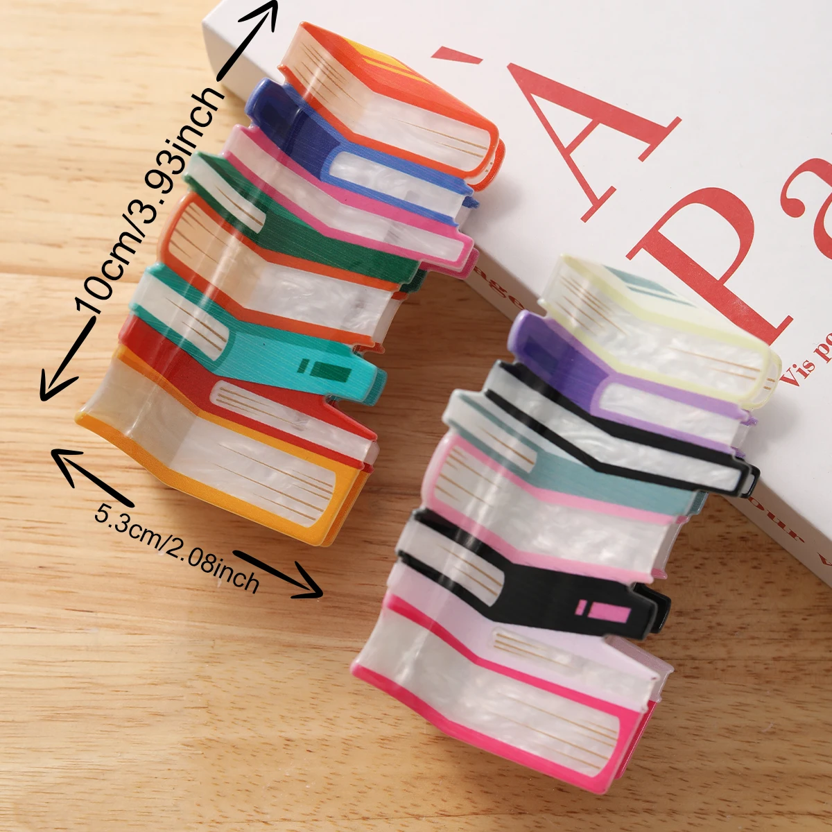 personalized acrylic candy color simple design large claw clips book hair claw clip