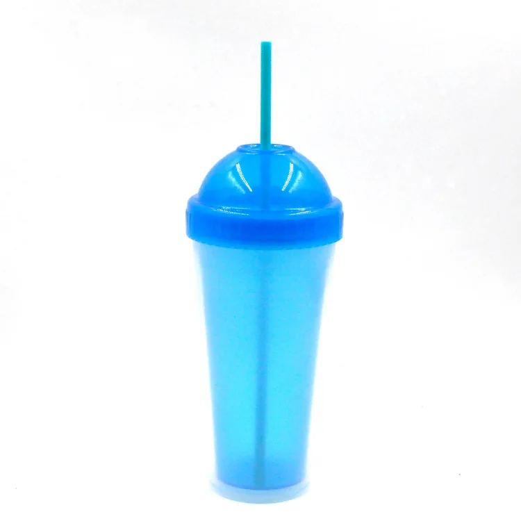 
100% Safe Material PP Pink Plastic Water Bottle with Easy Clean Lid Straw 