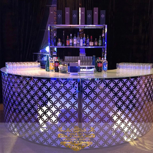 Round mobile night club growing curved bar counter for event
