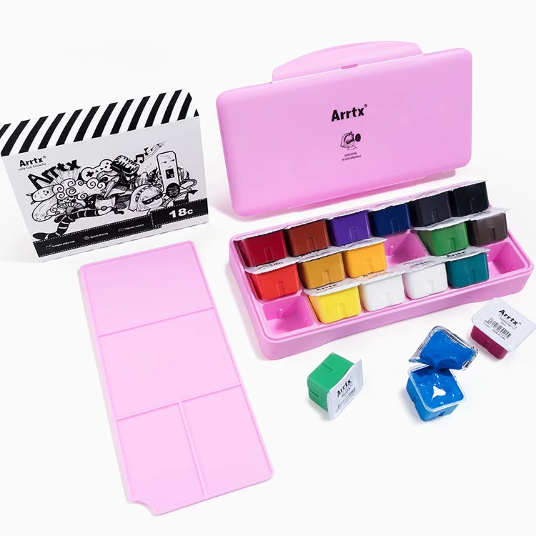 Arrtx high quality gouache color paint set gouache paint18 colors 30ml gouache pigment set for artists