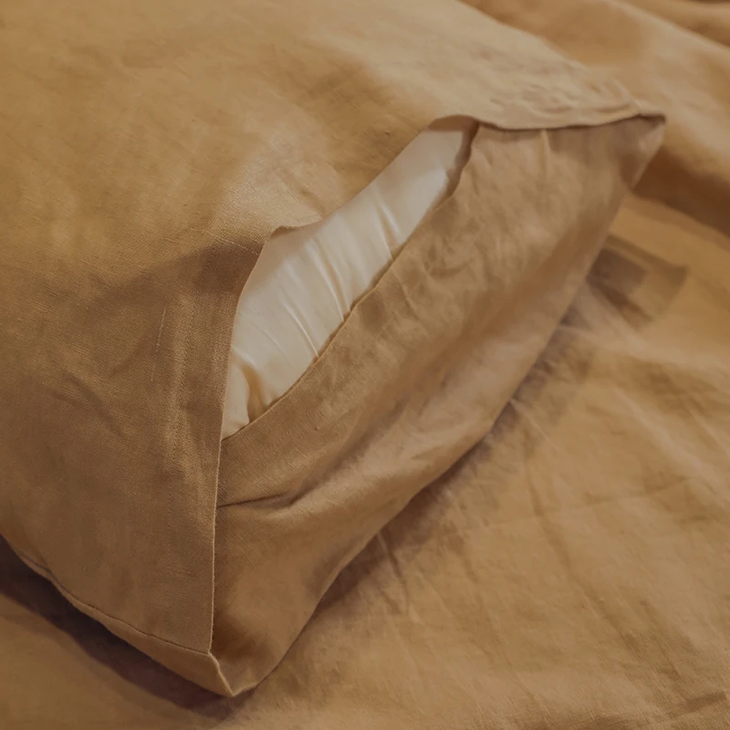 wholesale pure color luxury comfortable customized king size 4 piece linen sheet sets with duvet cover for adults and kids