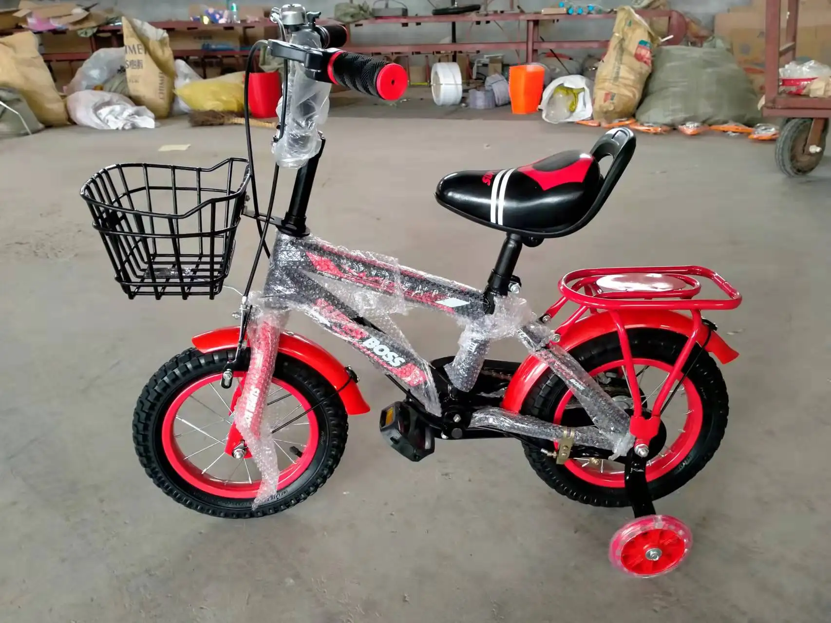 Hot Sal Red Kids Bike Toy with Aluminum Alloy Steel Rim and Training Wheels for 3-8 Years Old Child Bicycle