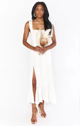 Women Sexy Side Slit Bandage Sashes Flouncing Hem Maxi For Wedding Party Ladies Dinner Cocktail Long Bridesmaid Dresses