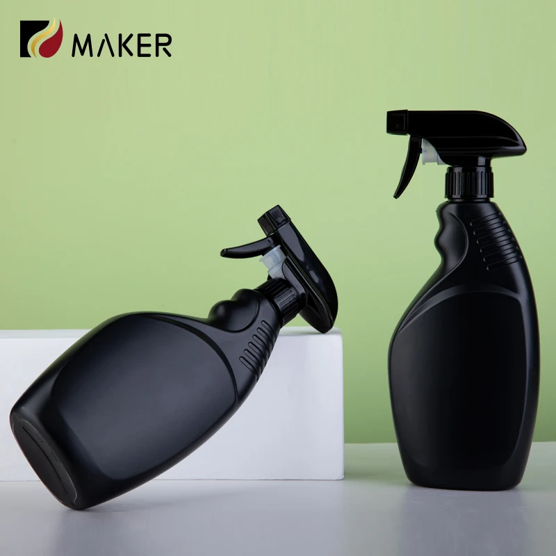 500ml 16 oz Plastic Round Matte Black Empty Custom HDPE Oil Cleaner Alcohol Chemical Mini Trigger Sprayer Cleaning Spray Bottle