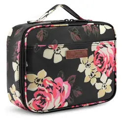 Lokass Insulted Thermal Tote Lunch Bag Flower Pattern Wide-open Kids Lunch Box Bag For School Travel Outdoor Cooler Bag